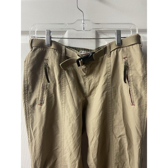 American Eagle Womens AE Flight Pants Size 8 Khaki Quick Dry belted Straight Leg - Picture 4 of 11